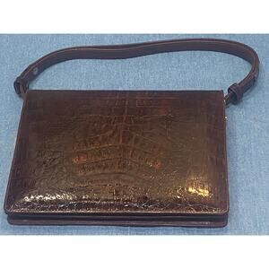 Vintage Genuine Alligator Leather Purse Shoulder Bag circa 1960s 70s